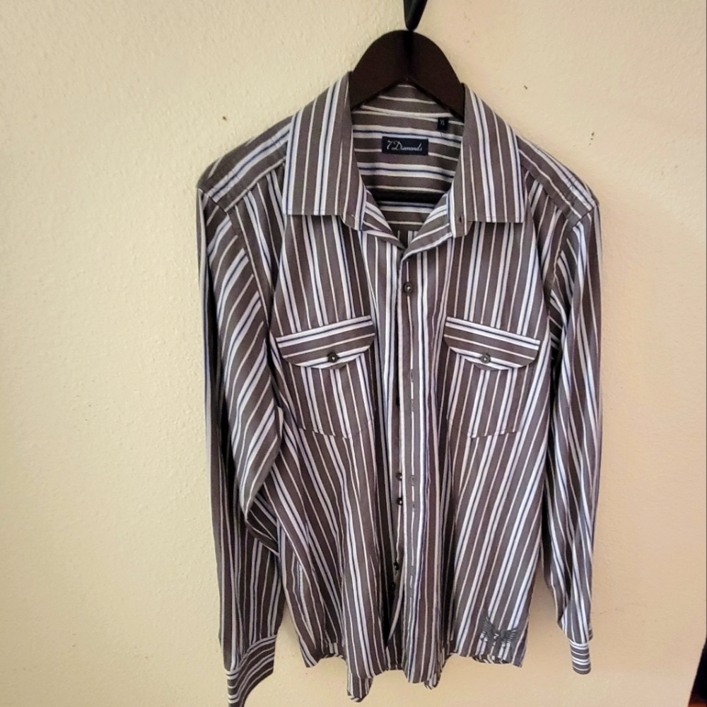 7 Diamonds Long Sleeve Button Up Shirt